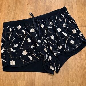 Torrid Harry Potter 3X Black Lounge Sleep Shorts Spells Leviosa Stars Wands